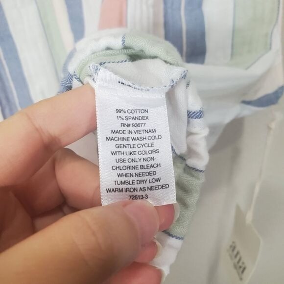 A.N.A. Women Blouse XSmall Sleeveless Stripe V-neck Cotton Pastel Lagen V-Neck - Picture 8 of 9